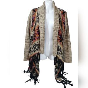 LISA Int'l open fringed cardigan L